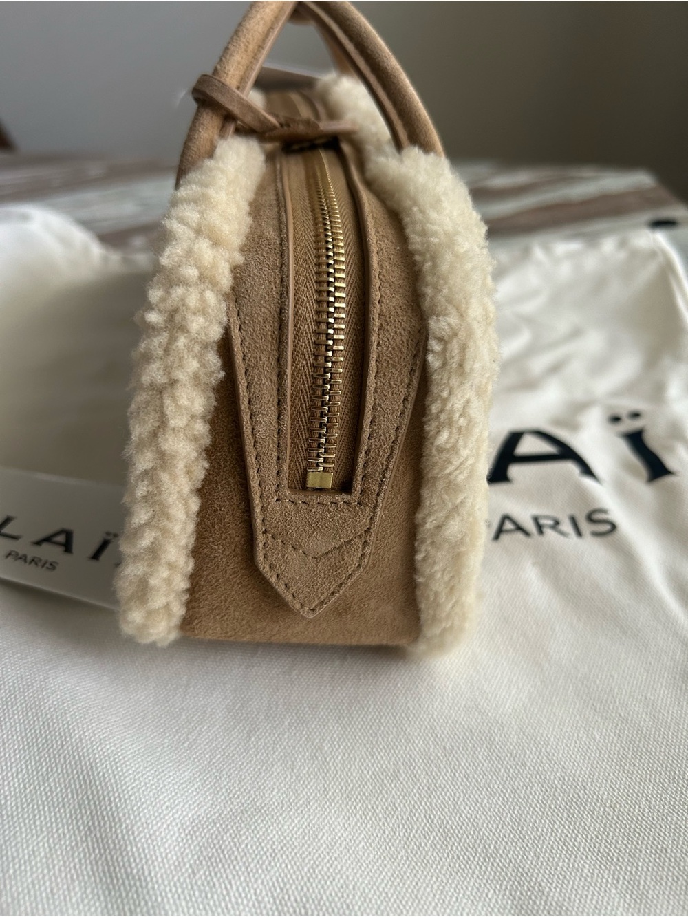 Alaia teckel Tan Shearling Suede clutch Bag - Picture 5 of 11